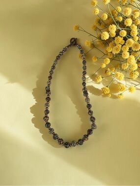 🫶🏻 Donna Sharp Clay Beaded Brown and Teal Statement Necklace - Women Jewelry